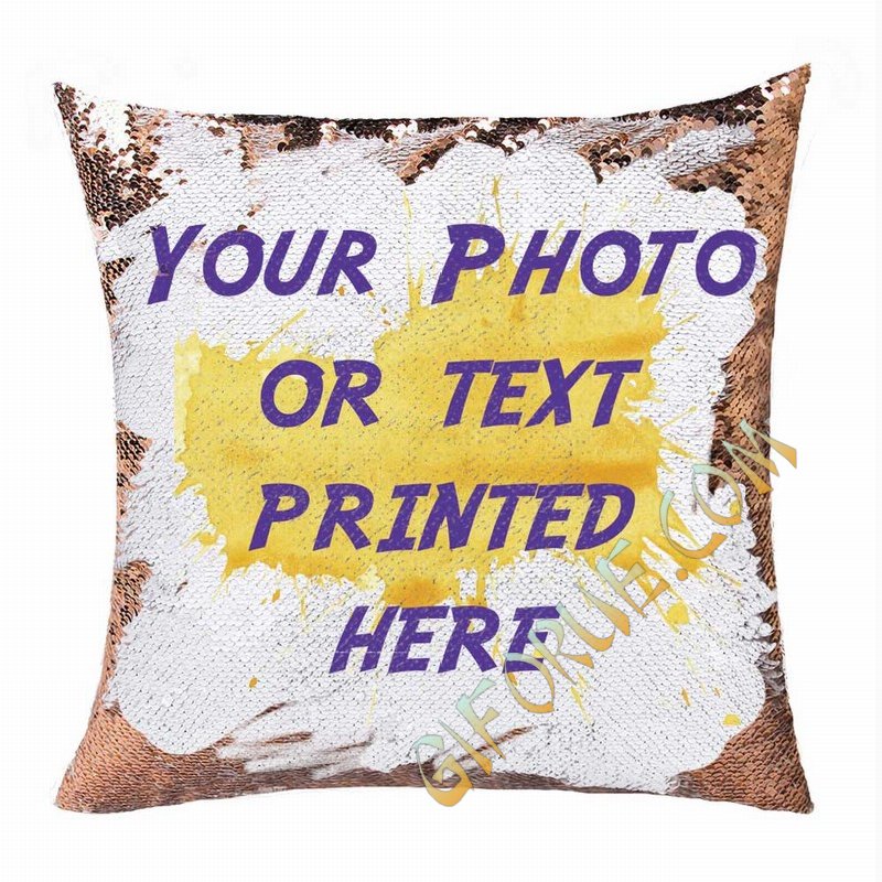 Magic Sequin Pillow Clever Customized Name Photo Gift Hide Message Pillow - Click Image to Close